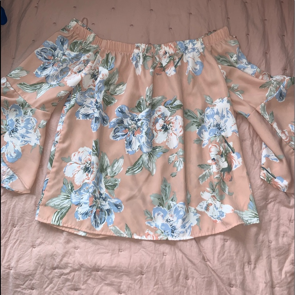 Light pink off the shoulder flowy blouse